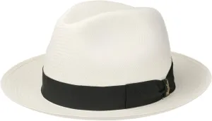 Panama Fine Ala Media Fedora 2 1/2 Inch Brim Bleach with Black Hatband (61)