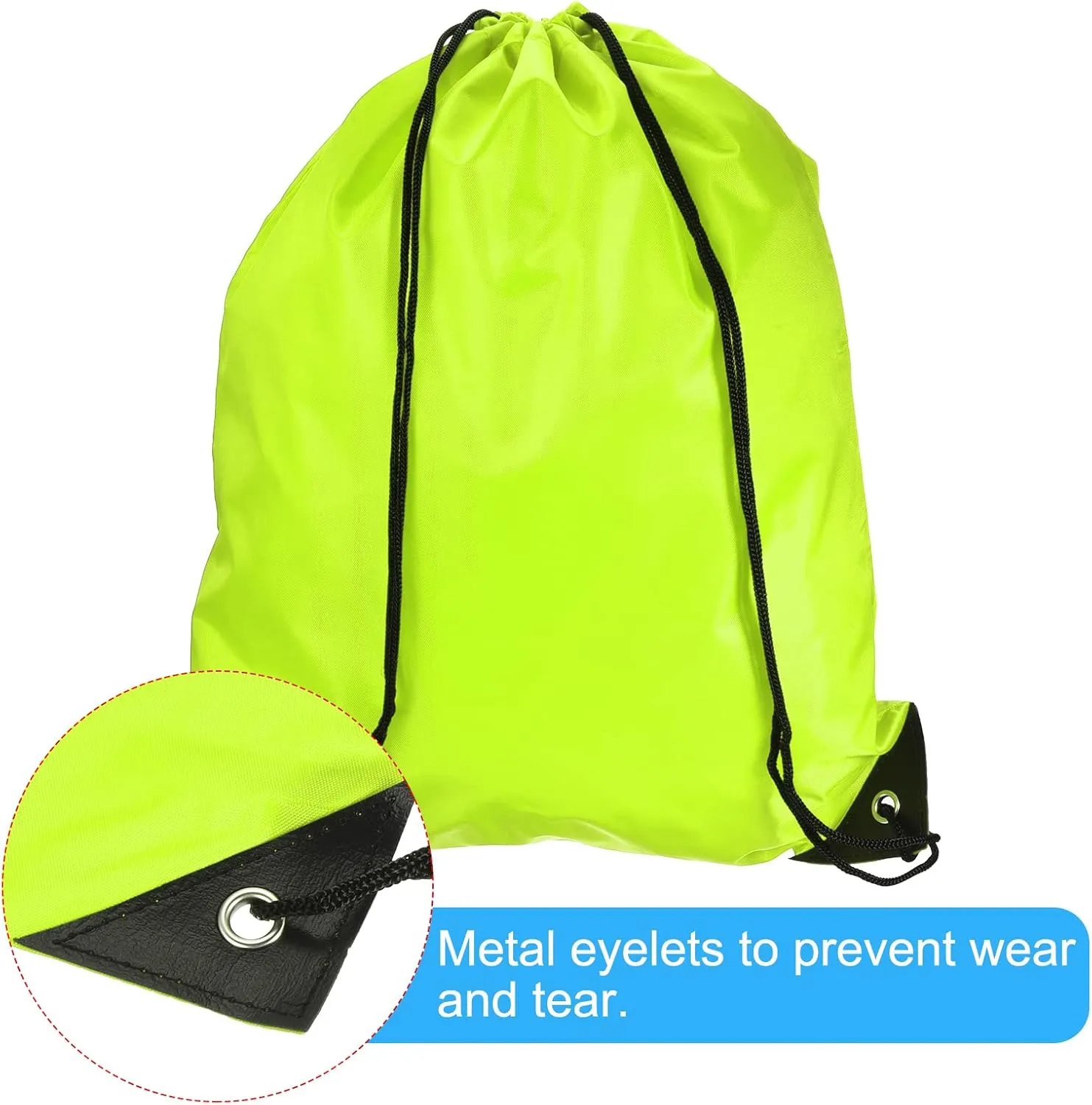PATIKIL 42x34cm Nylon Drawstring Bag, 10 Pack Storage Bulk Cinch Backpack Sack for Gym Sports Outdoor Traveling, Fluorescent Green