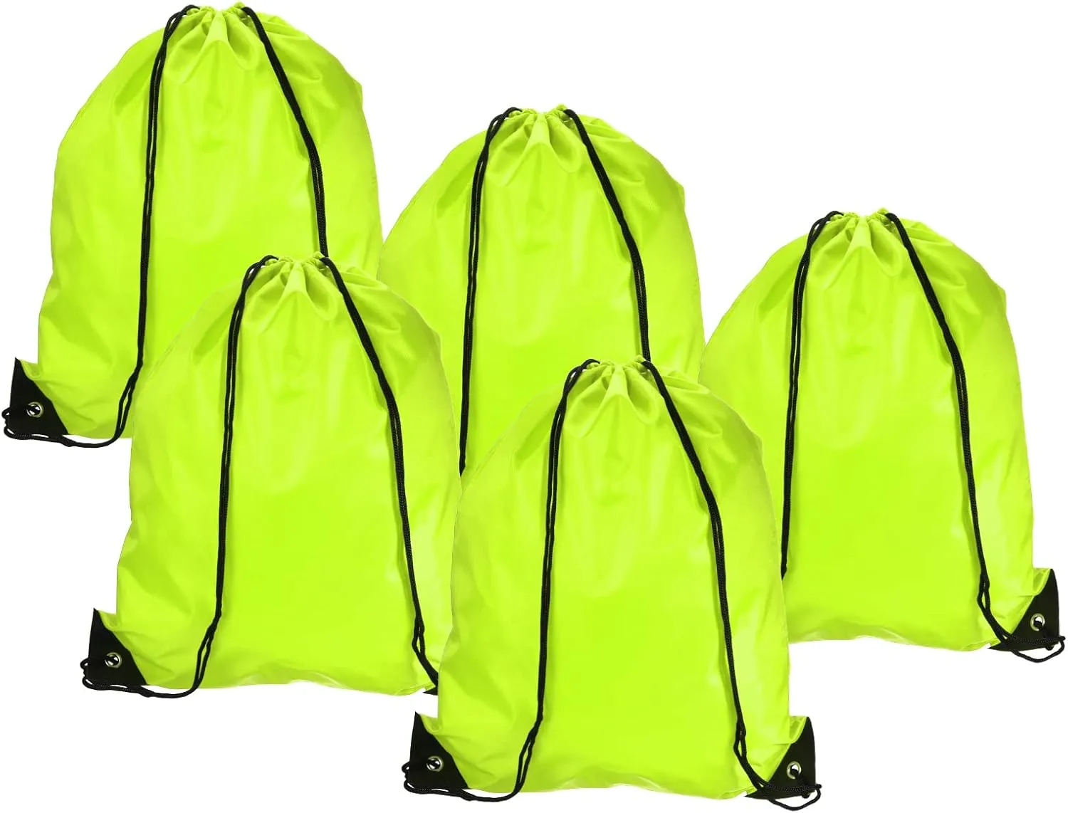 PATIKIL 42x34cm Nylon Drawstring Bag, 10 Pack Storage Bulk Cinch Backpack Sack for Gym Sports Outdoor Traveling, Fluorescent Green