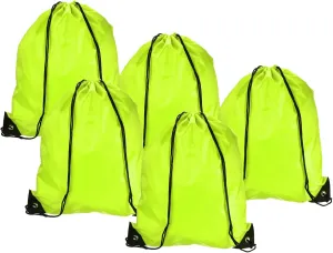 PATIKIL 42x34cm Nylon Drawstring Bag, 10 Pack Storage Bulk Cinch Backpack Sack for Gym Sports Outdoor Traveling, Fluorescent Green