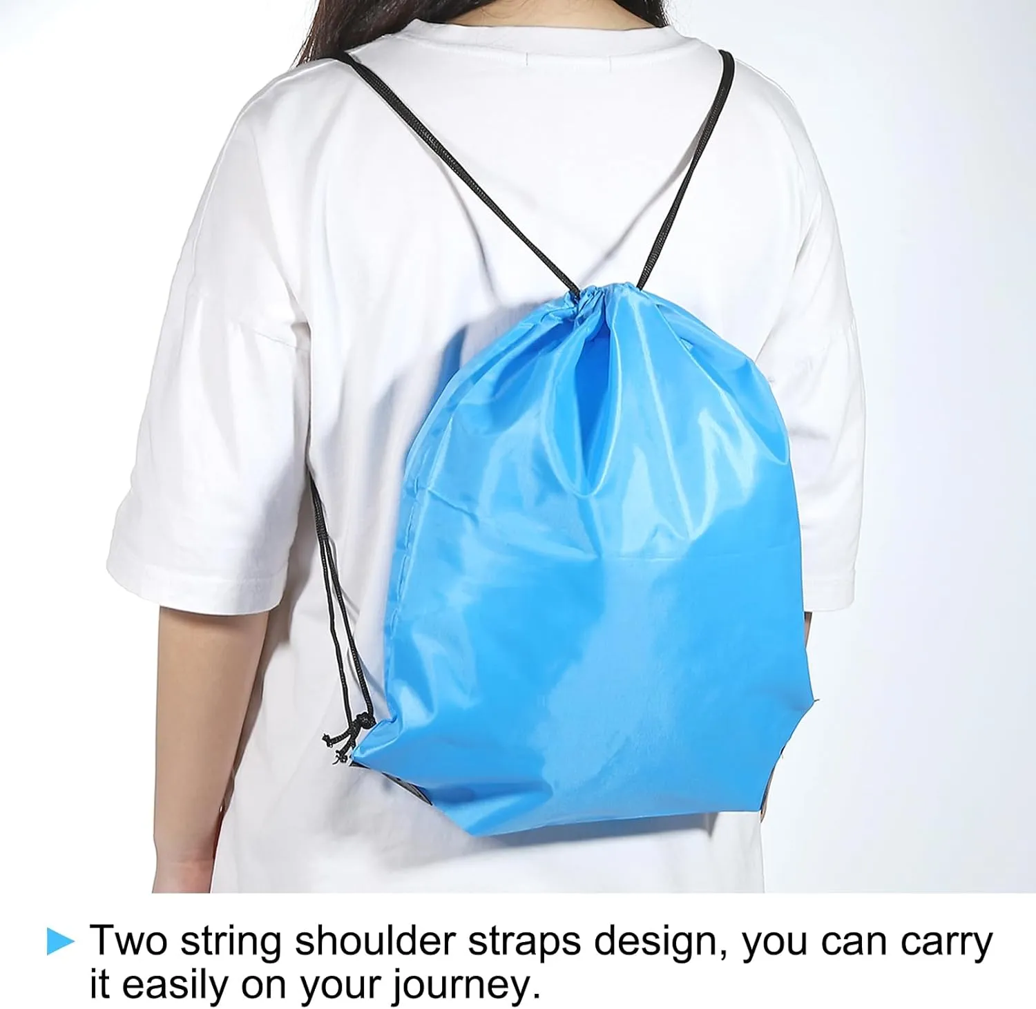 PATIKIL 42x34cm Nylon Drawstring Bag, 10 Pack Storage Bulk Cinch Backpack Sack for Gym Sports Outdoor Traveling, Fluorescent Green