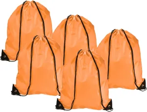 PATIKIL 42x34cm Nylon Drawstring Bag, 10 Pack Storage Bulk Cinch Backpack Sack for Gym Sports Outdoor Traveling, Light Orange
