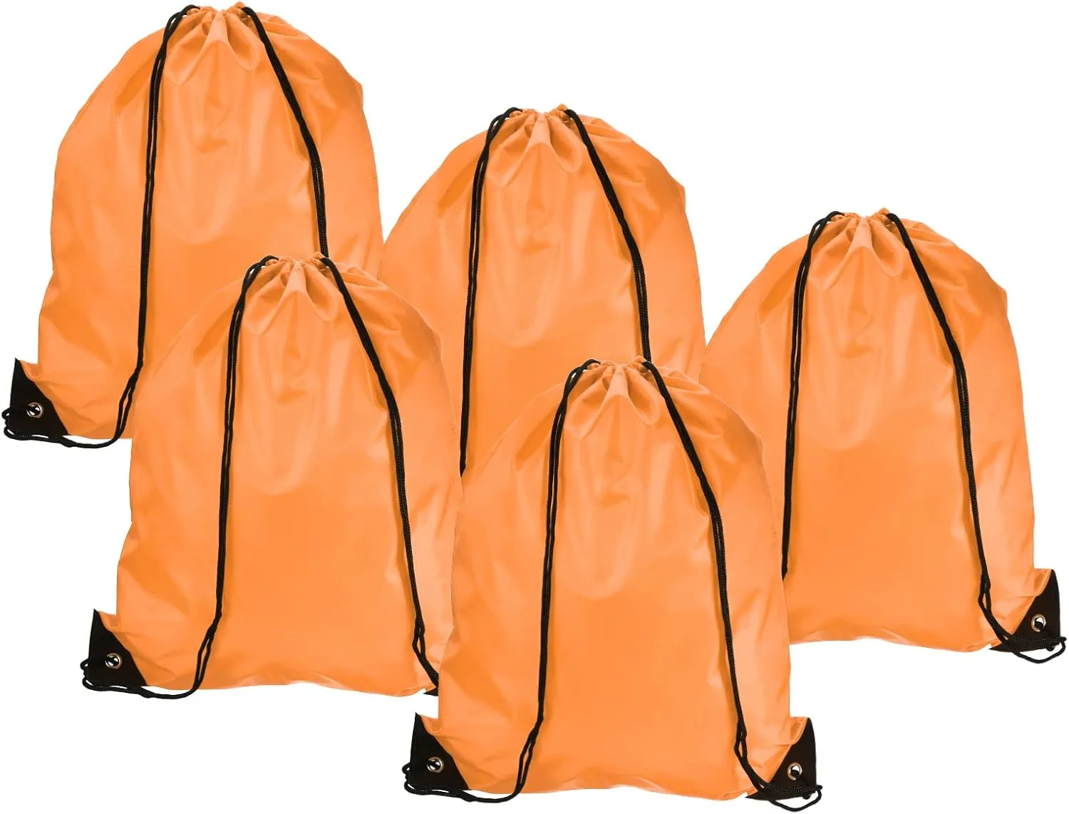 PATIKIL 42x34cm Nylon Drawstring Bag, 10 Pack Storage Bulk Cinch Backpack Sack for Gym Sports Outdoor Traveling, Light Orange