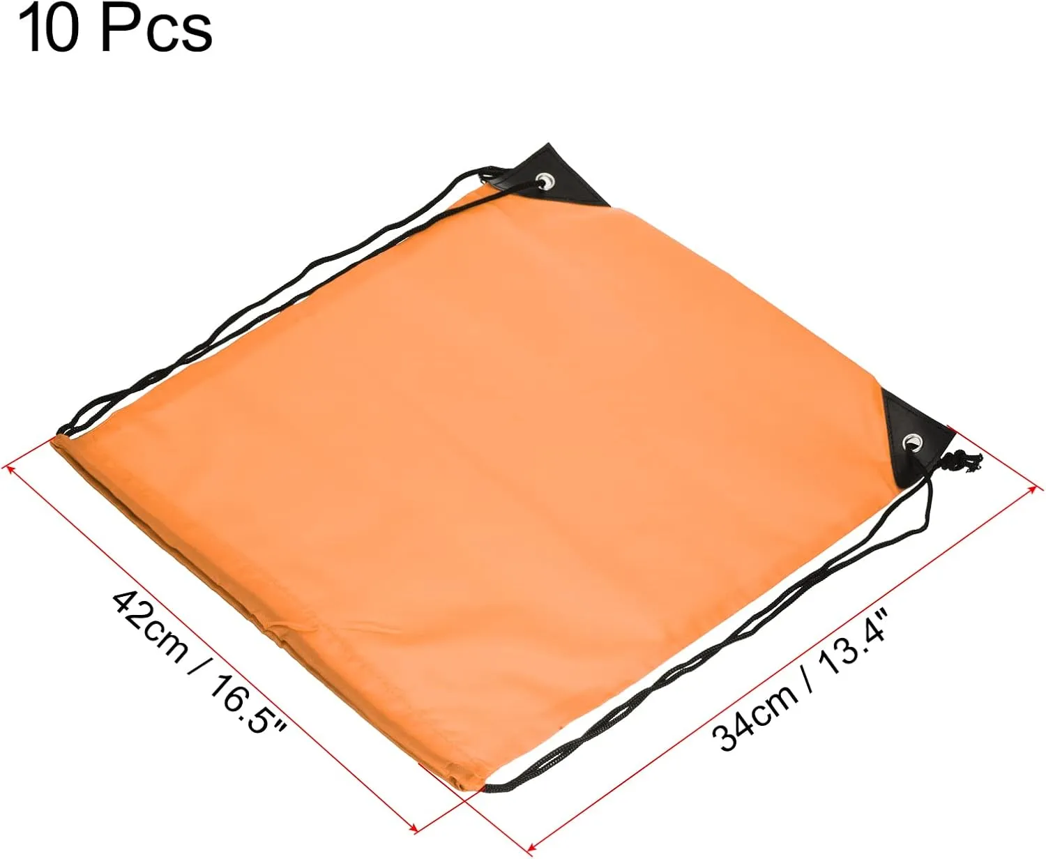 PATIKIL 42x34cm Nylon Drawstring Bag, 10 Pack Storage Bulk Cinch Backpack Sack for Gym Sports Outdoor Traveling, Light Orange