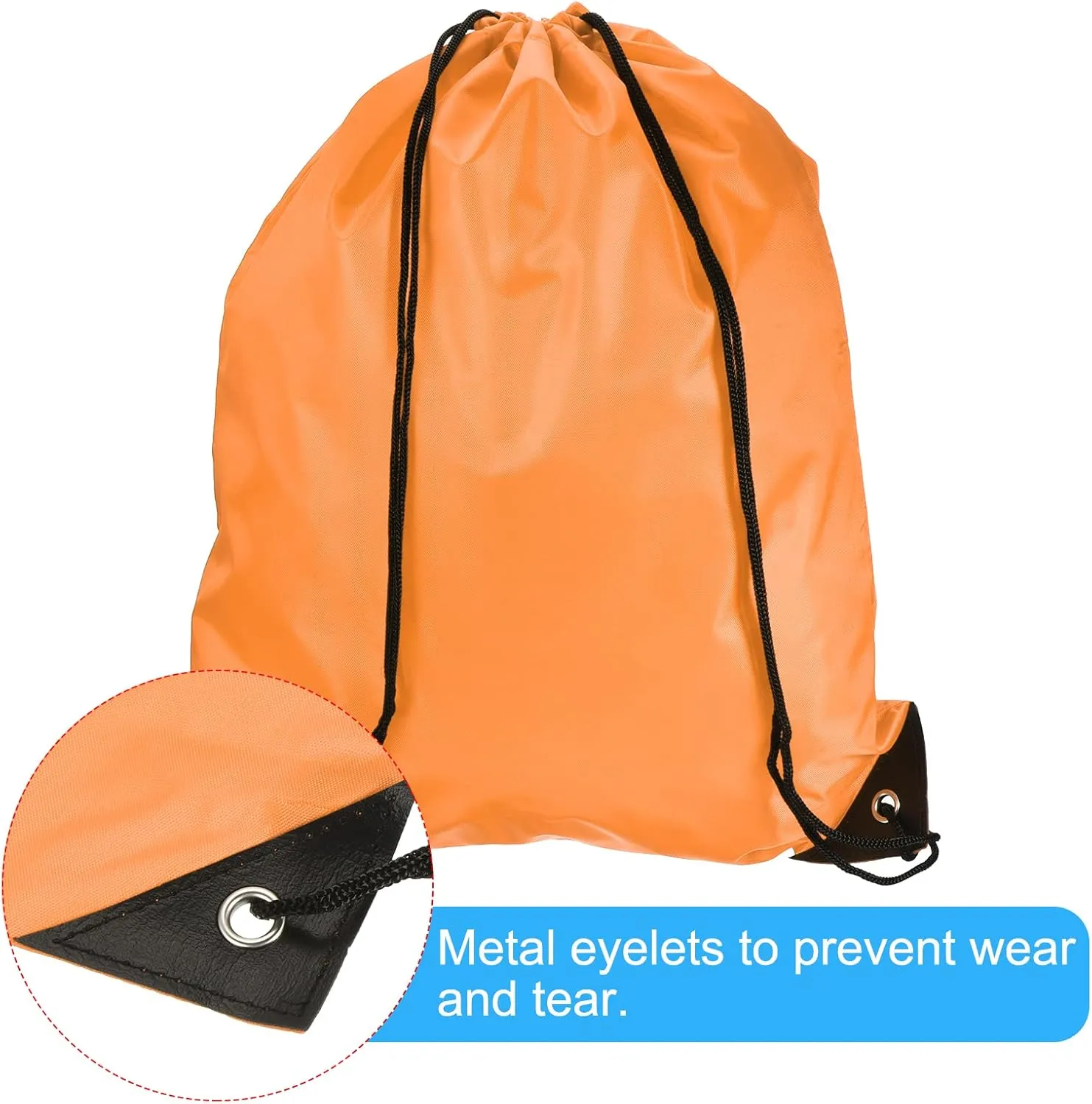 PATIKIL 42x34cm Nylon Drawstring Bag, 10 Pack Storage Bulk Cinch Backpack Sack for Gym Sports Outdoor Traveling, Light Orange