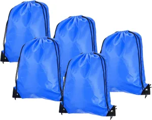 PATIKIL 42x34cm Nylon Drawstring Bag, 10 Pack Storage Bulk Cinch Backpack Sack for Gym Sports Outdoor Traveling, Sky Blue