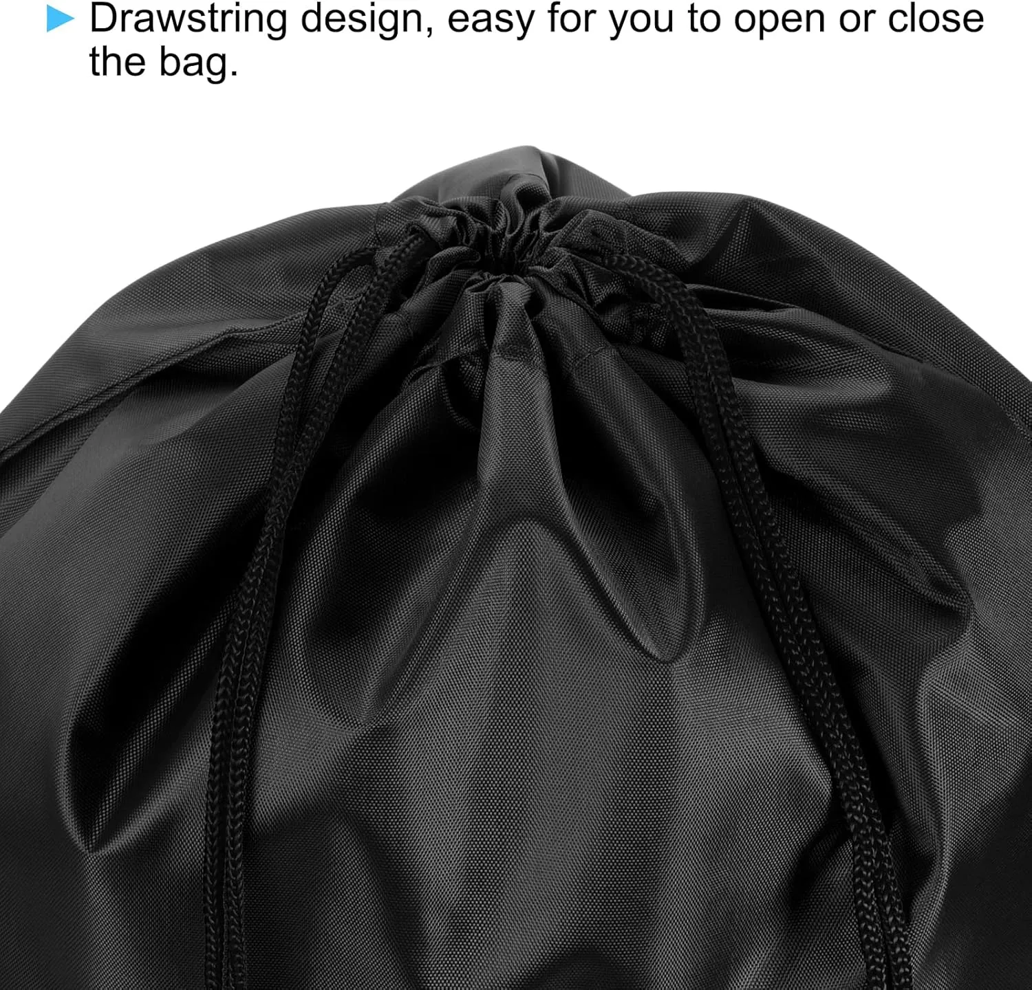 PATIKIL 42x34cm Nylon Drawstring Bag, 5 Pack Storage Bulk Cinch Backpack Sack for Gym Sports Outdoor Traveling, Black