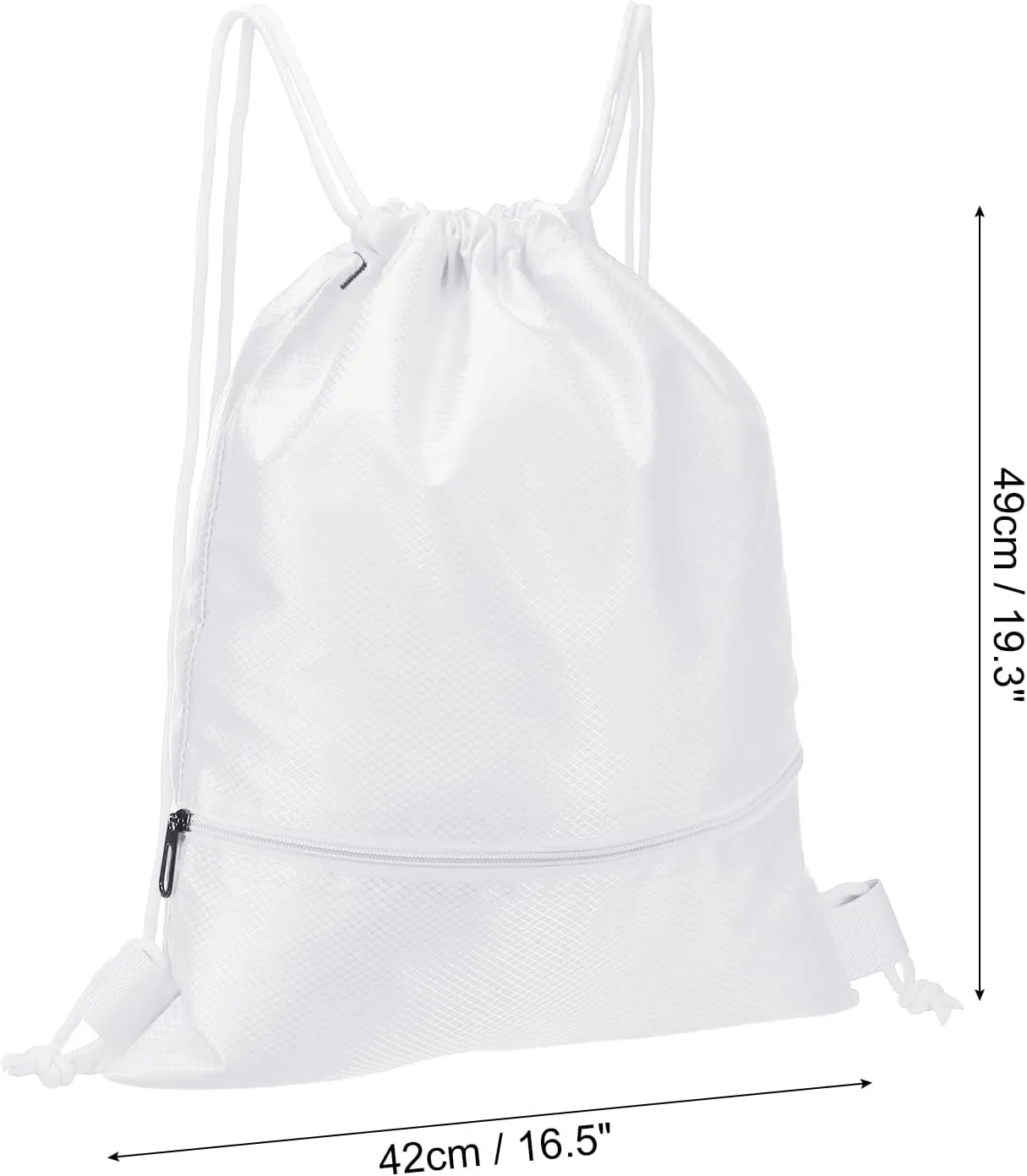 PATIKIL Drawstring Backpack Bag, Drawstring Gym Bags String Backpack with Zip Pocket for Women Men, White