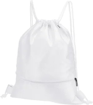 PATIKIL Drawstring Backpack Bag, Drawstring Gym Bags String Backpack with Zip Pocket for Women Men, White