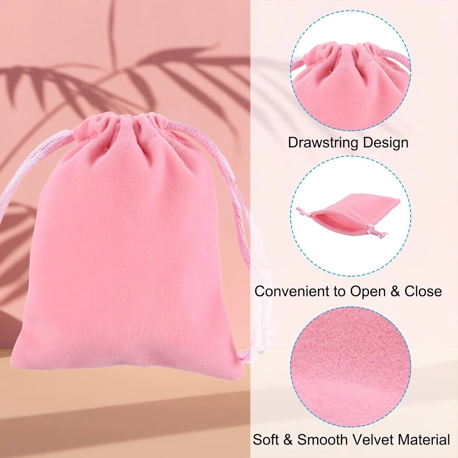 PATIKIL Velvet Gift Bags, 20 Pack 2.8 x 3.6 Inch Velvet Drawstring Jewelry Pouches Mini Gift Packaging Bag for Wedding Favor Party Birthday Festivals, Pink
