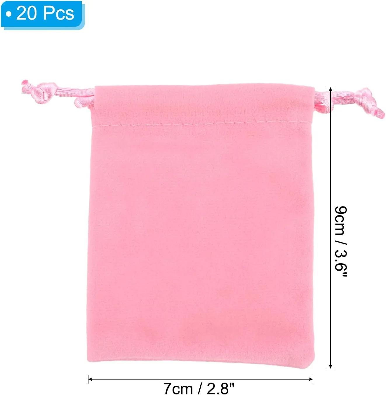 PATIKIL Velvet Gift Bags, 20 Pack 2.8 x 3.6 Inch Velvet Drawstring Jewelry Pouches Mini Gift Packaging Bag for Wedding Favor Party Birthday Festivals, Pink