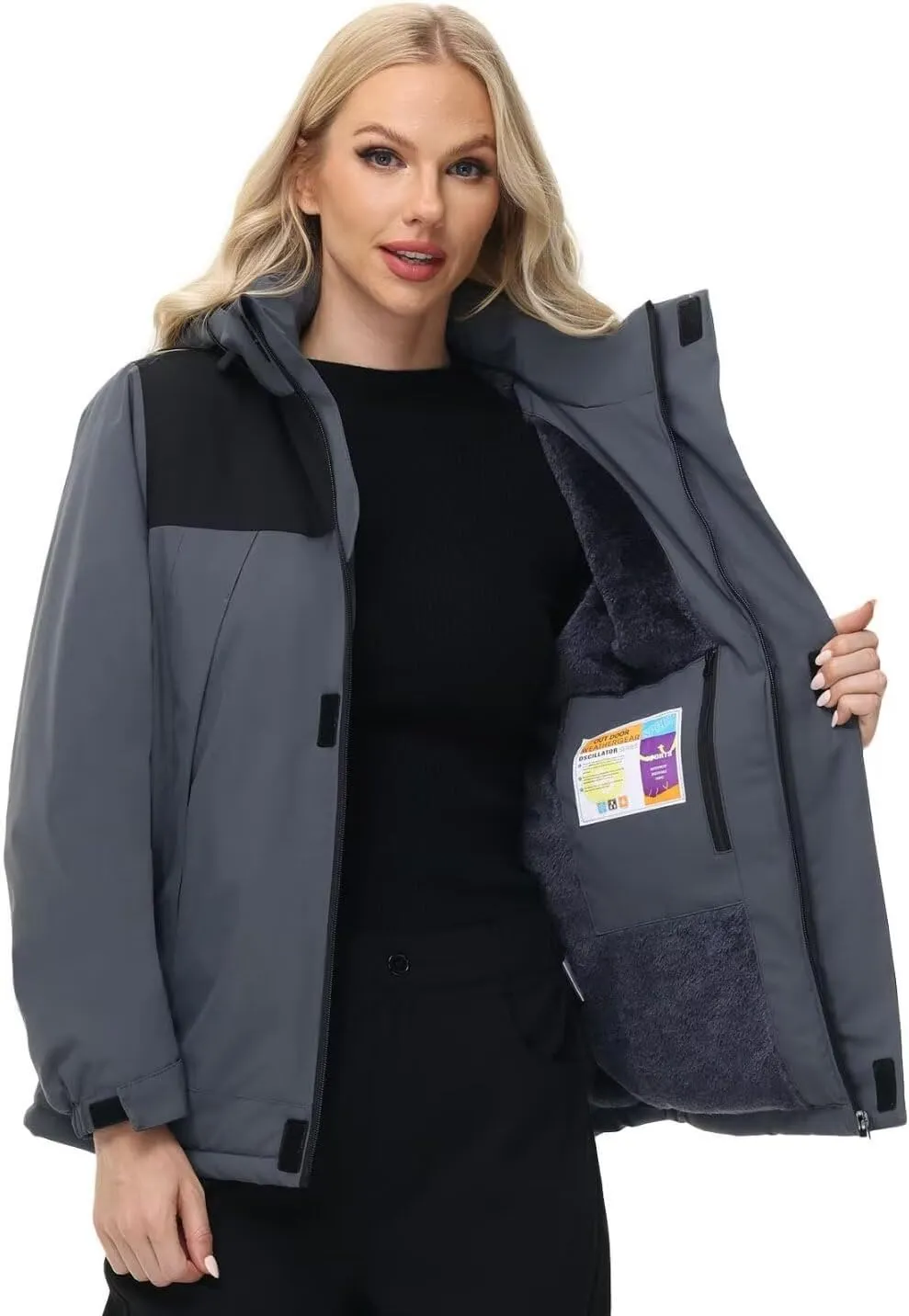 Pdbokew Women's Skiing Snowboarding Jackets Fleece Hood Mountain Snow Coat