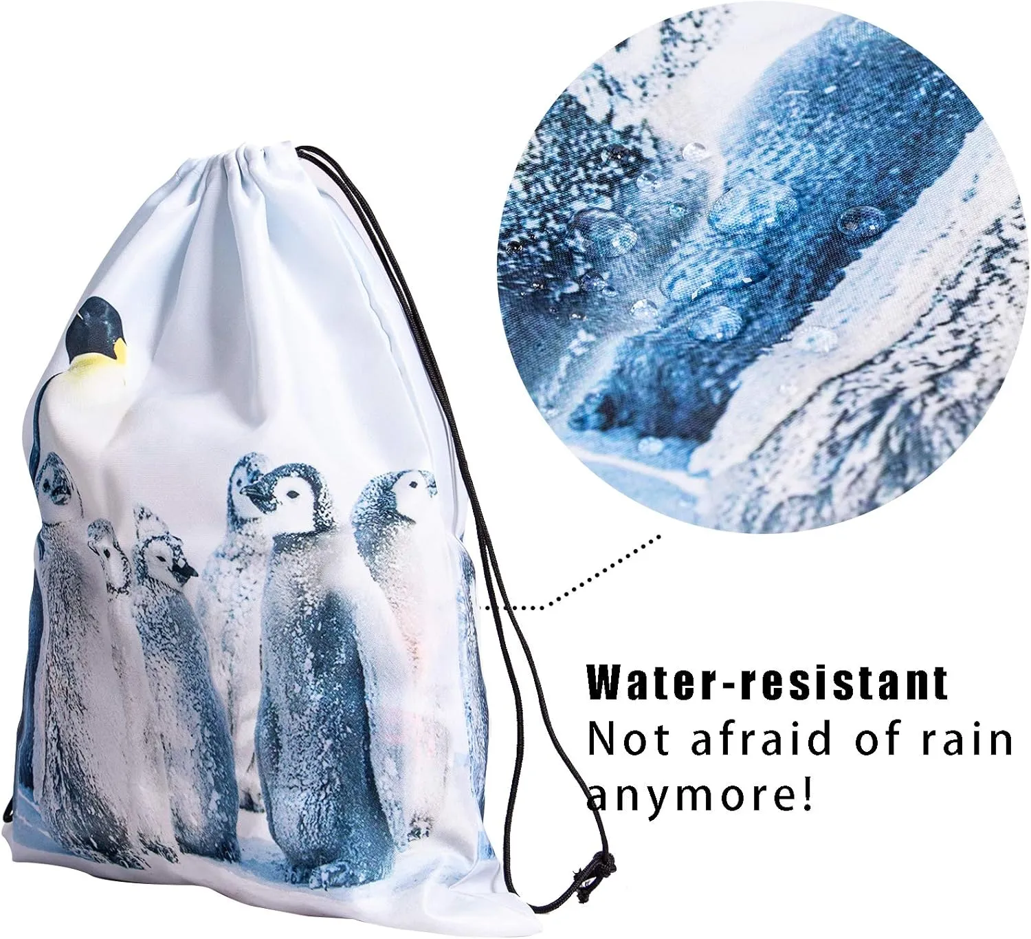 Penguin Drawstring Storage Bag Gym - Grip Bags for Gymnastics Dance Drawstring Bags Pouch Animal Emperor Penguin Birds Shoe Bags Laundry Pouches for Travel Waterproof Polyester Towel Bag