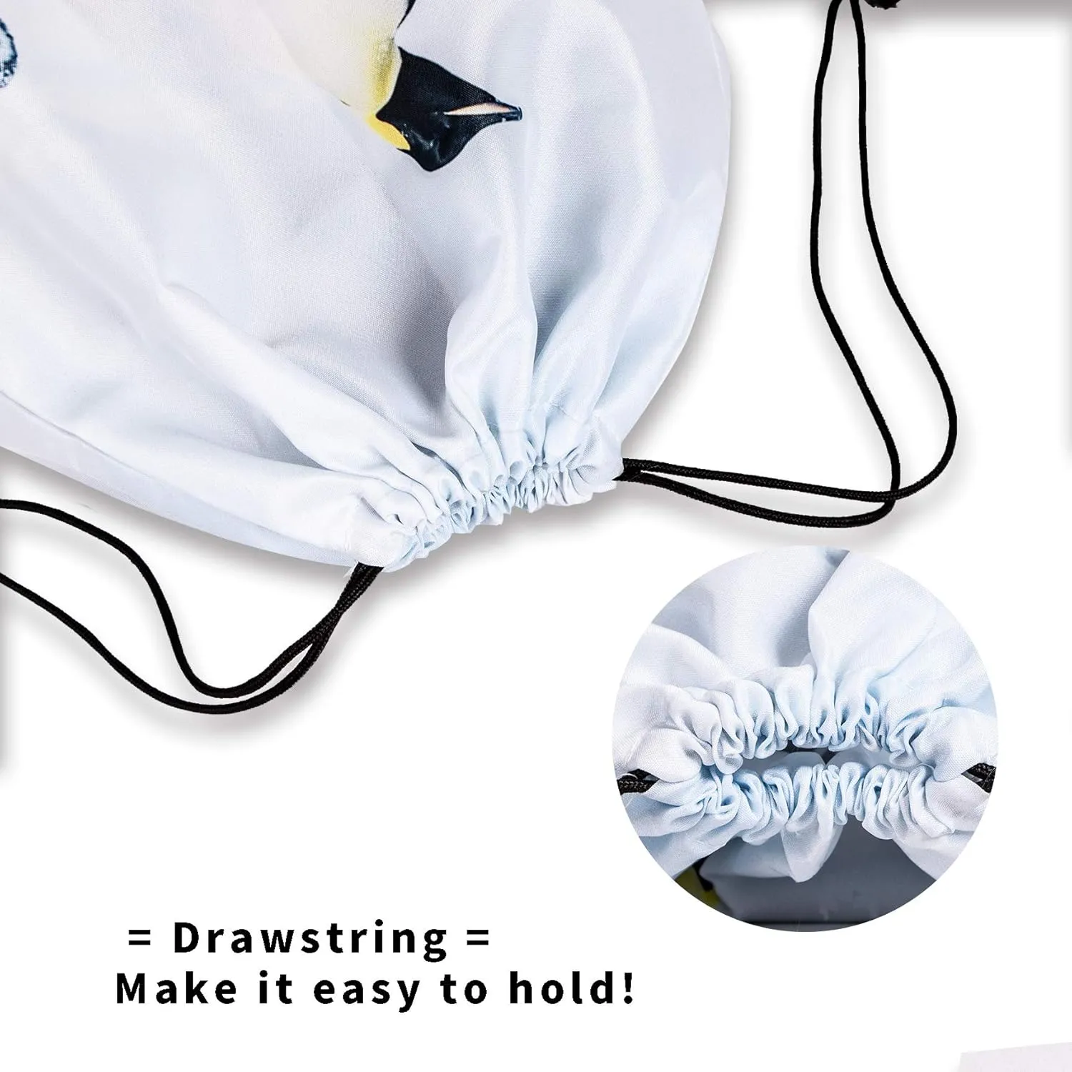 Penguin Drawstring Storage Bag Gym - Grip Bags for Gymnastics Dance Drawstring Bags Pouch Animal Emperor Penguin Birds Shoe Bags Laundry Pouches for Travel Waterproof Polyester Towel Bag