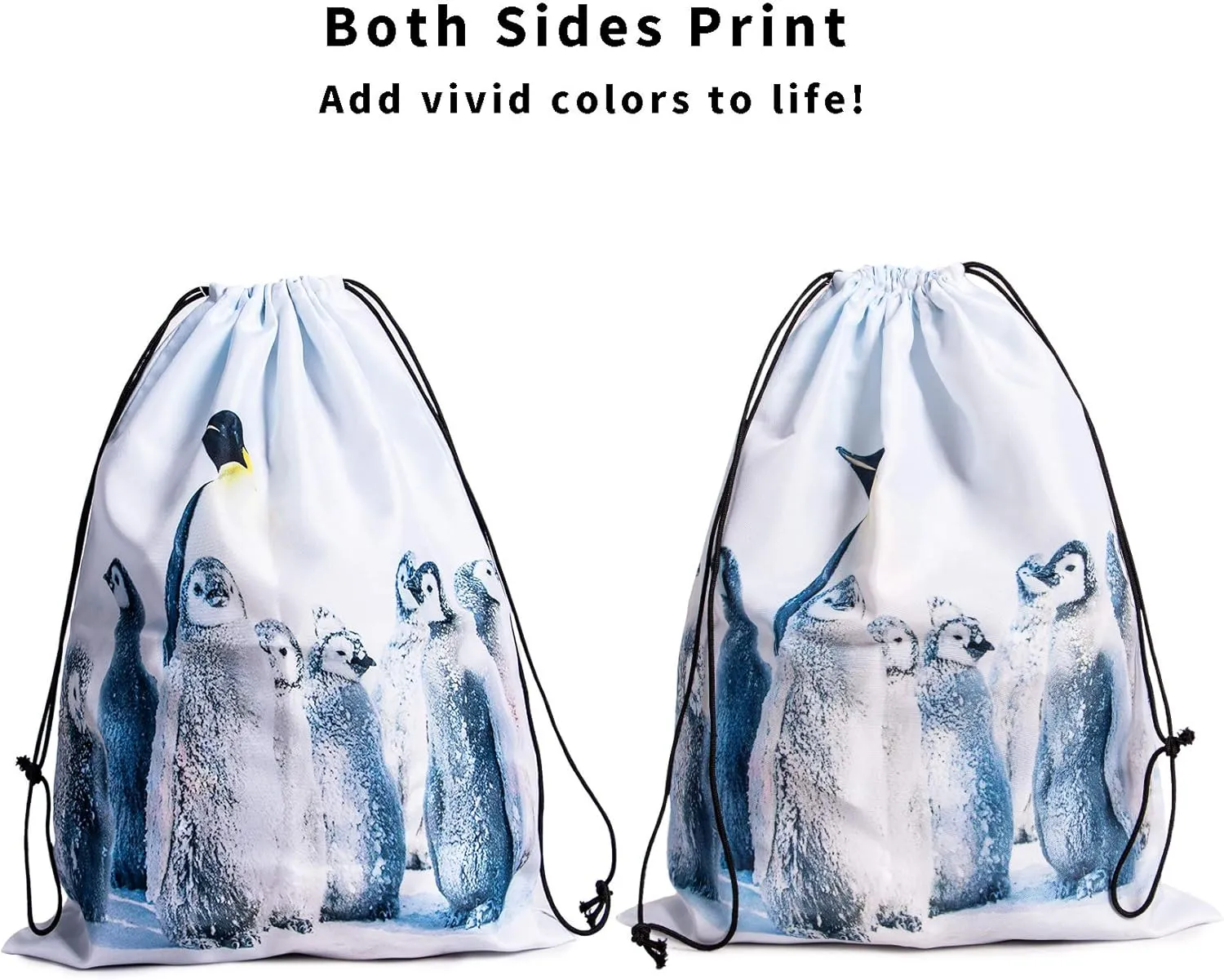 Penguin Drawstring Storage Bag Gym - Grip Bags for Gymnastics Dance Drawstring Bags Pouch Animal Emperor Penguin Birds Shoe Bags Laundry Pouches for Travel Waterproof Polyester Towel Bag