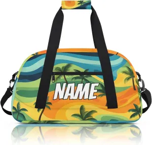 Personalized Custom Gym Bag for Women Men Carry on Coconut Tree Travel Duffel Tote Abstract Colorful Overnight Workout Weekender Bag