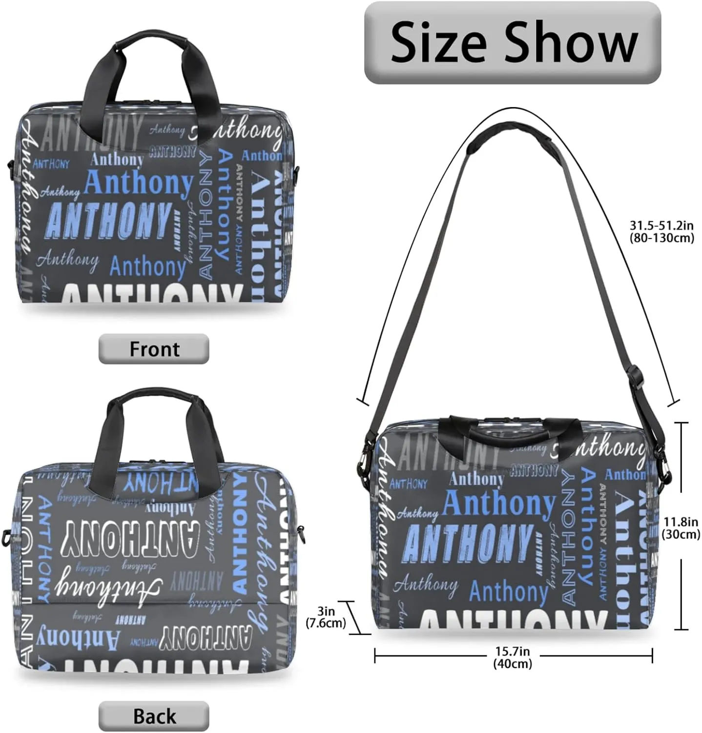 Personalized Picture Laptop Tote Custom Name Laptop Case Shoulder Bag Messenger Computer Bags Laptop Adjustable Shoulder