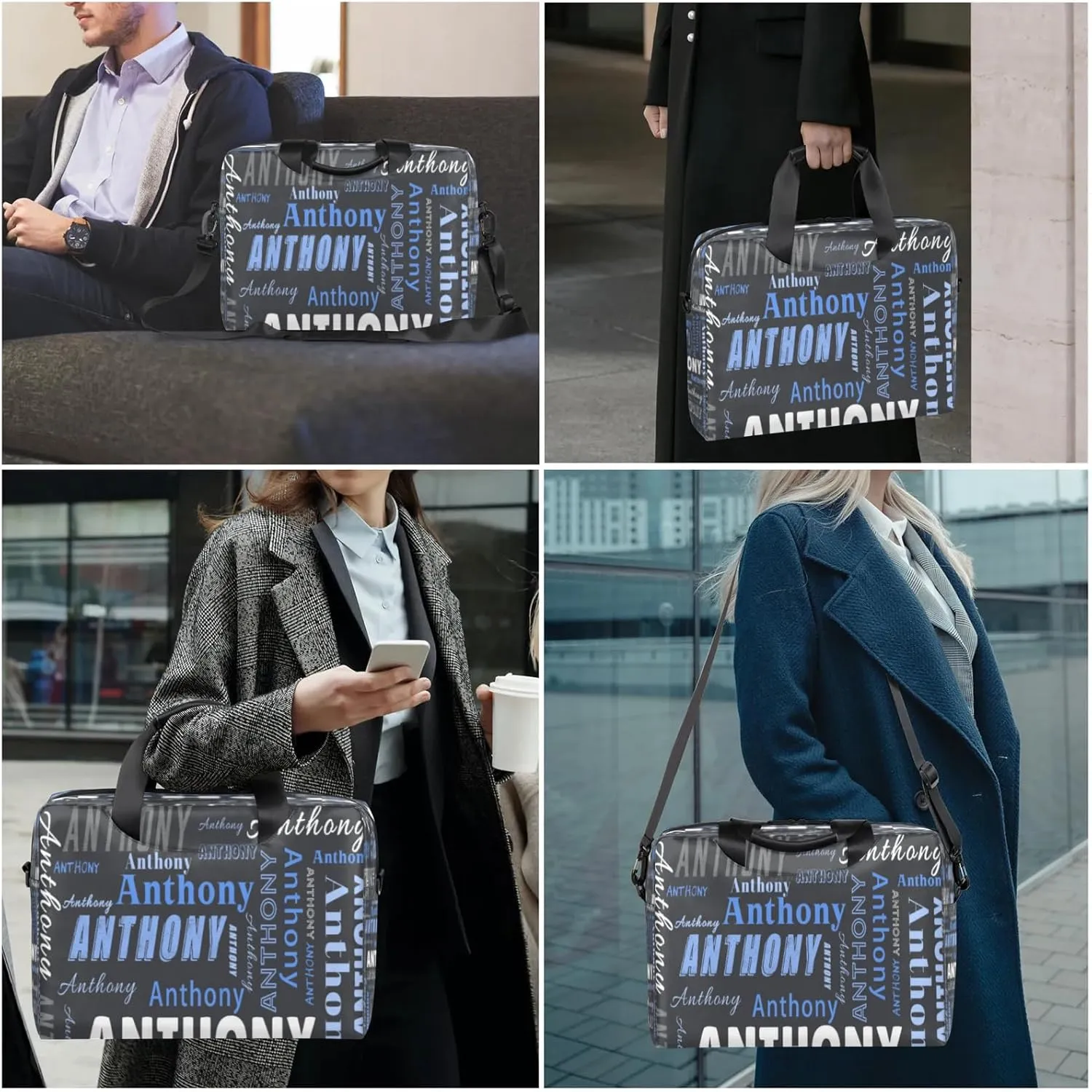 Personalized Picture Laptop Tote Custom Name Laptop Case Shoulder Bag Messenger Computer Bags Laptop Adjustable Shoulder