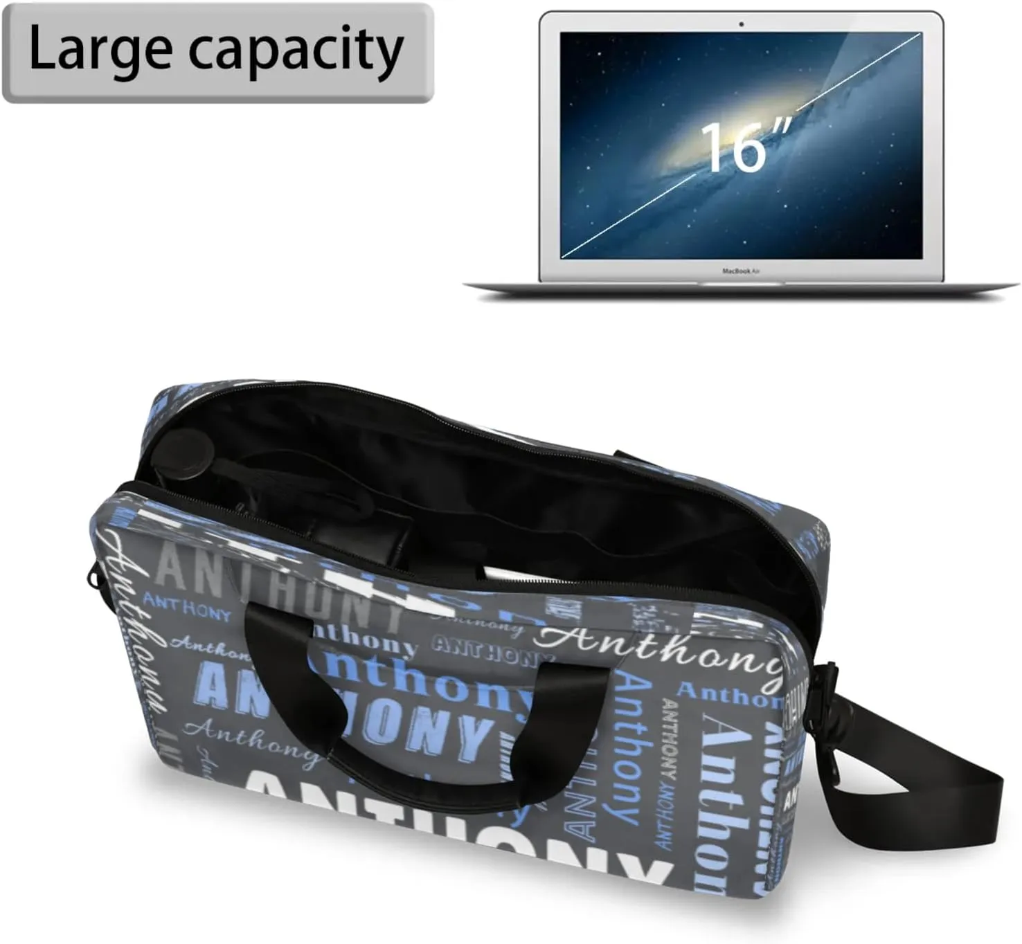 Personalized Picture Laptop Tote Custom Name Laptop Case Shoulder Bag Messenger Computer Bags Laptop Adjustable Shoulder
