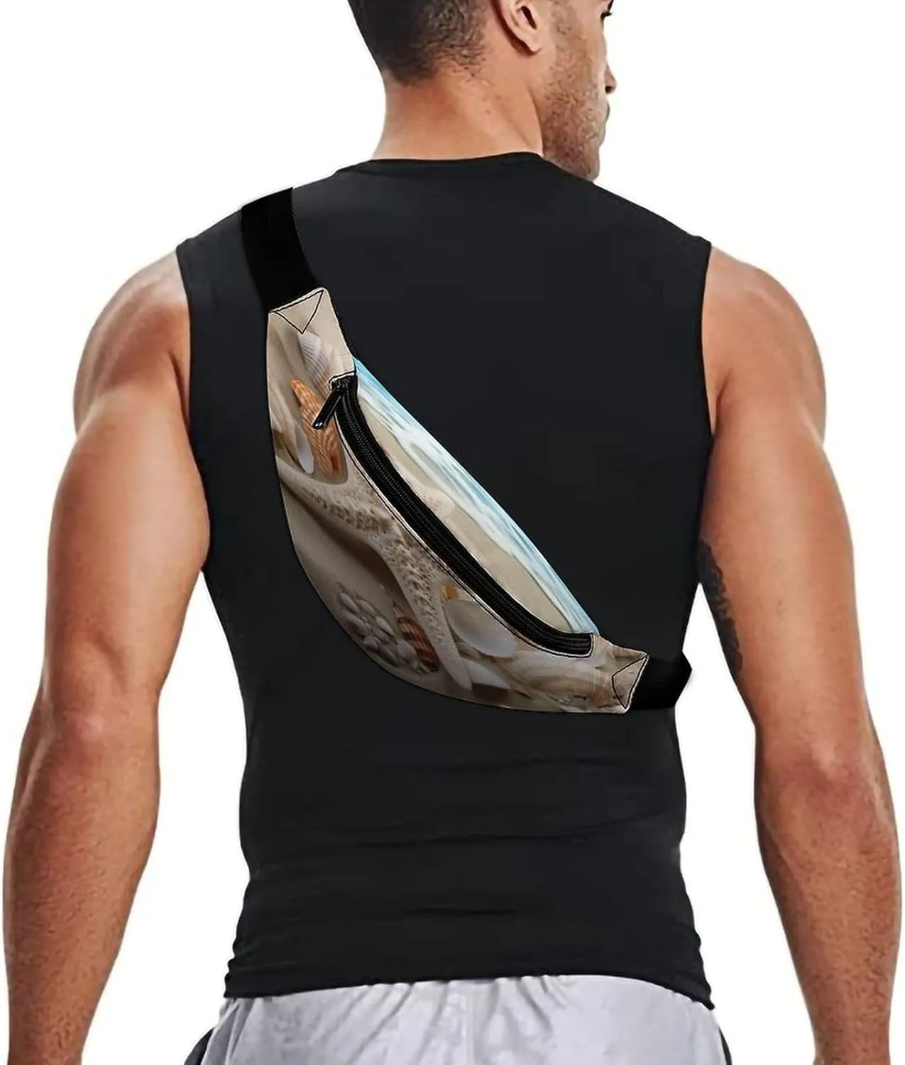 Personalized Waist Packs with Adjustable Strap,Beach Shell Starfish CrossBody Fanny Pack Casual Bag for Travel Sports Running Hiking