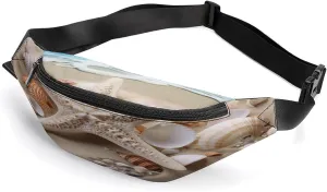 Personalized Waist Packs with Adjustable Strap,Beach Shell Starfish CrossBody Fanny Pack Casual Bag for Travel Sports Running Hiking