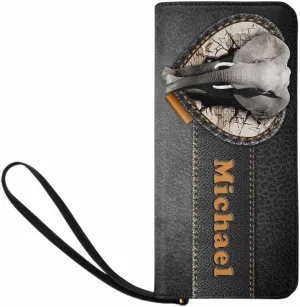 Personalized Women's Gift Clutch Purse Bags with Name, Custom Cute Elephant Print Women's Clutch Purse Bags