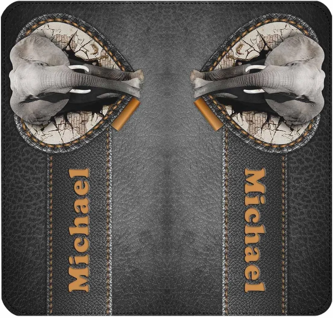 Personalized Women's Gift Clutch Purse Bags with Name, Custom Cute Elephant Print Women's Clutch Purse Bags