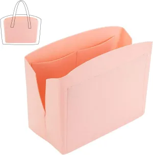 PH PandaHall 1pc Purse Organizer Insert Large Bag Organizer with Alloy Zipper Pink Felt Handbags Base Shaper Shell-Shaped Bag Organizer Tote Liner Pouch for Tote Bag Handbag Purse, 11.8×5.1×9”