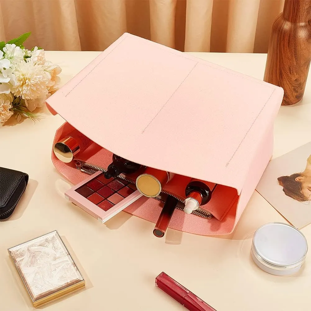 PH PandaHall 1pc Purse Organizer Insert Large Bag Organizer with Alloy Zipper Pink Felt Handbags Base Shaper Shell-Shaped Bag Organizer Tote Liner Pouch for Tote Bag Handbag Purse, 11.8×5.1×9”