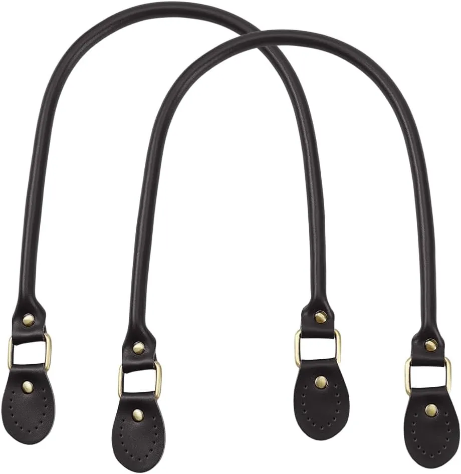 PH PandaHall 2pcs Leather Purse Handles 24.2” Purse Replacement Strap Brown PU Leather Handbag Strap with Alloy Clasps for Purses Handbag Shoulder Crossbody Bag Tote Bag Making Supplies