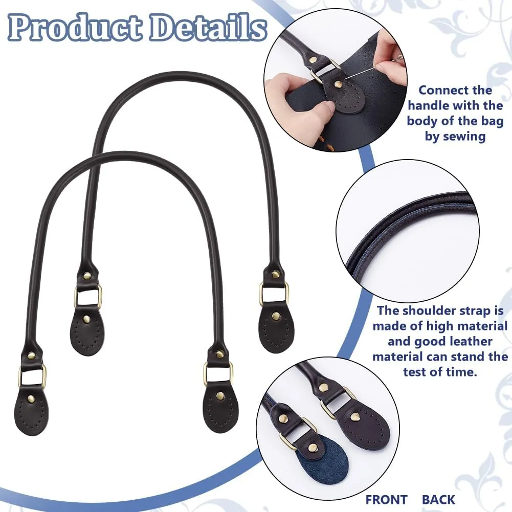 PH PandaHall 2pcs Leather Purse Handles 24.2” Purse Replacement Strap Brown PU Leather Handbag Strap with Alloy Clasps for Purses Handbag Shoulder Crossbody Bag Tote Bag Making Supplies