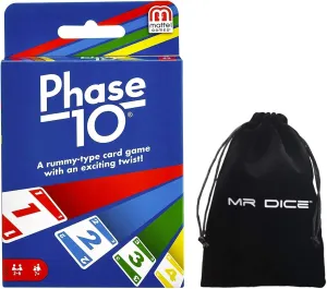 Phase 10 Card Game for Adults Bundle with Mr Dice Drawstring Bag