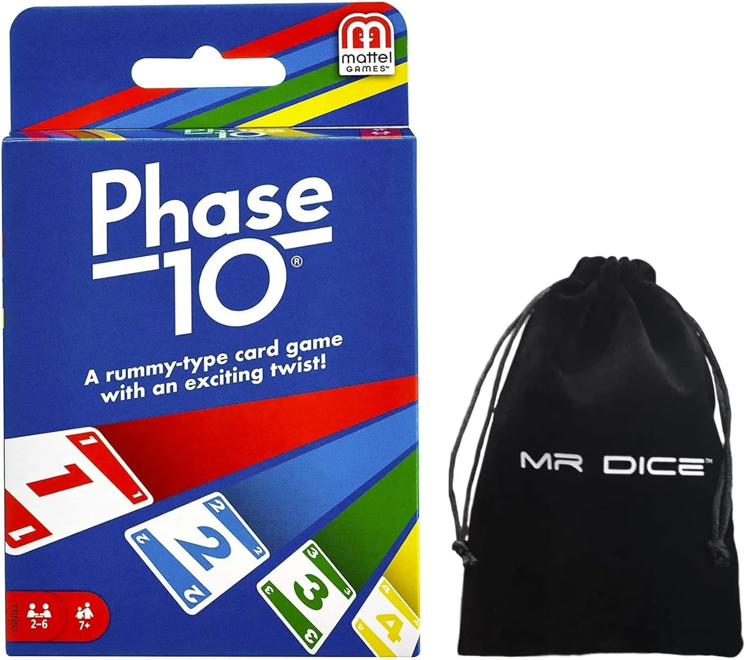 Phase 10 Card Game for Adults Bundle with Mr Dice Drawstring Bag