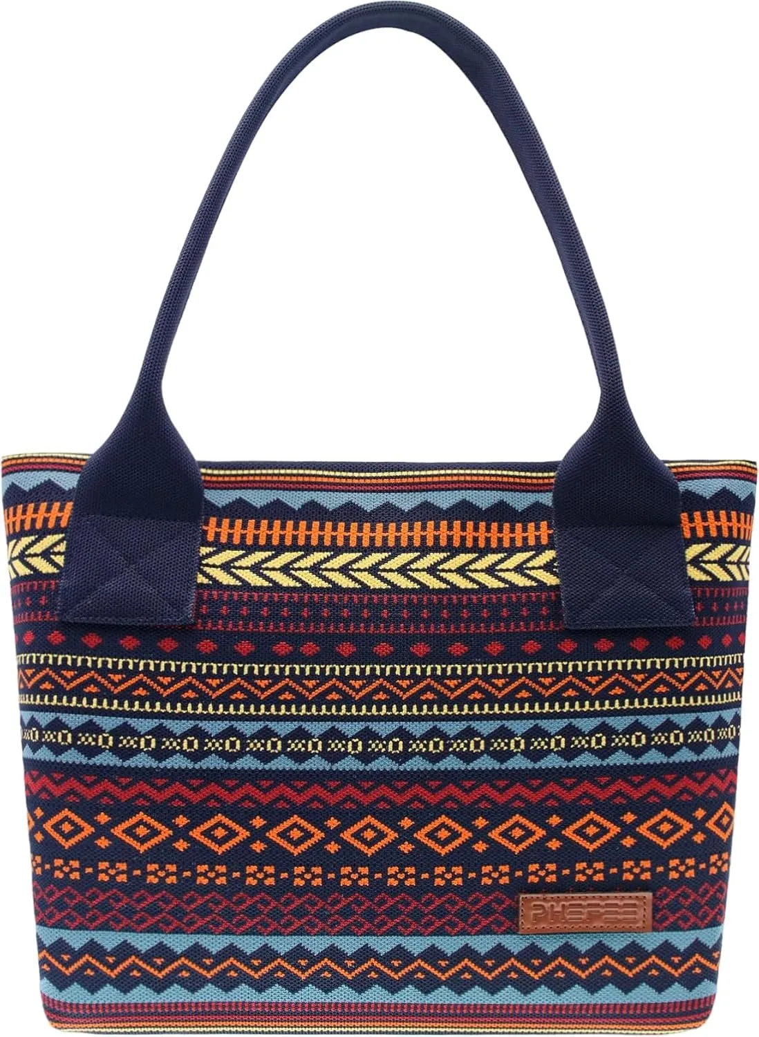 Phefee Women's Boho Aztec Knitted Tote Bag Large Capacity Hobo Handbag Shoulder Shopper with Magnetic Closure for Work Travel