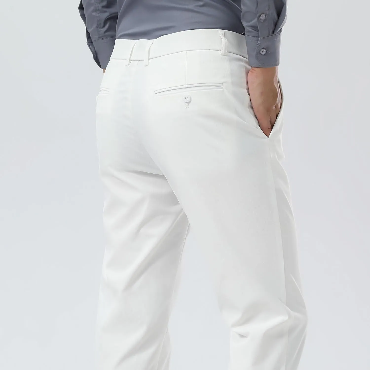 Plaid&Plain Men's Dress Pants Slim Fit Stretch Khaki Pants Wrinkle Free