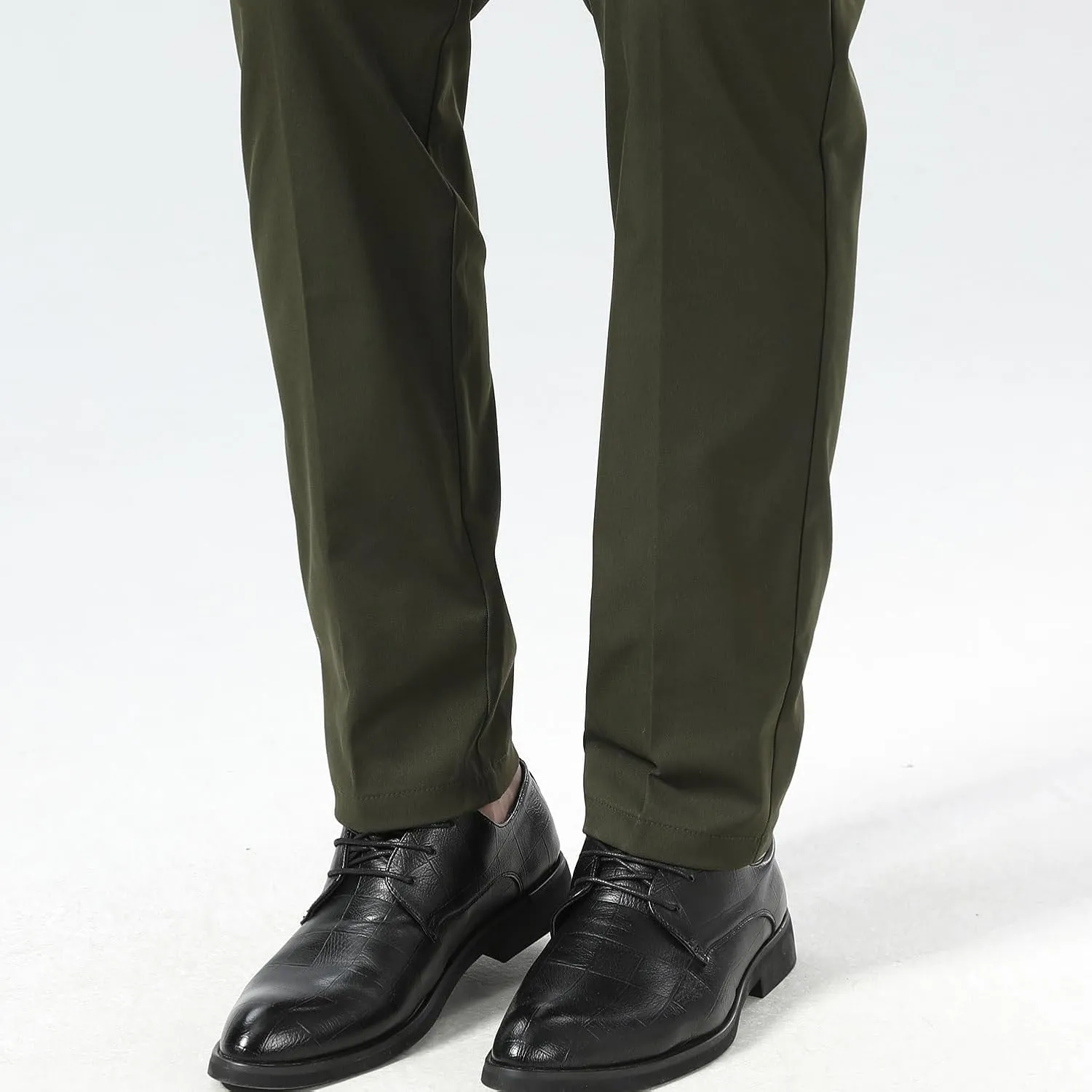 Plaid&Plain Men's Dress Pants Slim Fit Stretch Khaki Pants Wrinkle Free