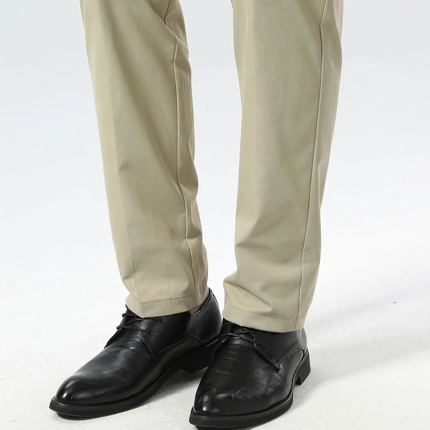 Plaid&Plain Men's Dress Pants Slim Fit Stretch Khaki Pants Wrinkle Free