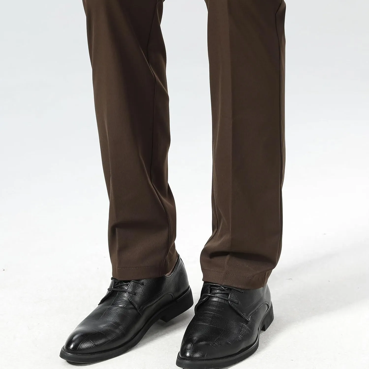 Plaid&Plain Men's Dress Pants Slim Fit Stretch Khaki Pants Wrinkle Free
