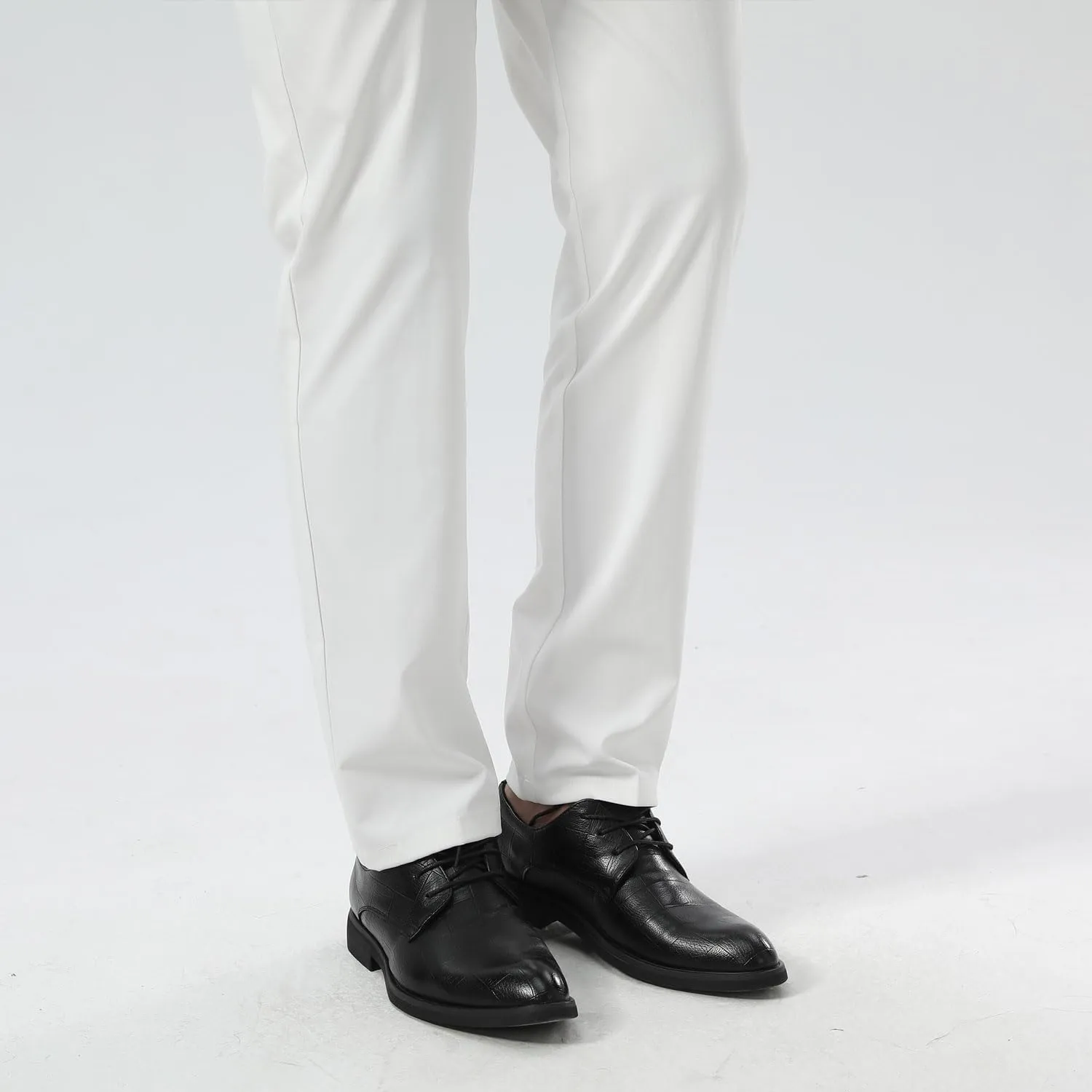 Plaid&Plain Men's Dress Pants Slim Fit Stretch Khaki Pants Wrinkle Free