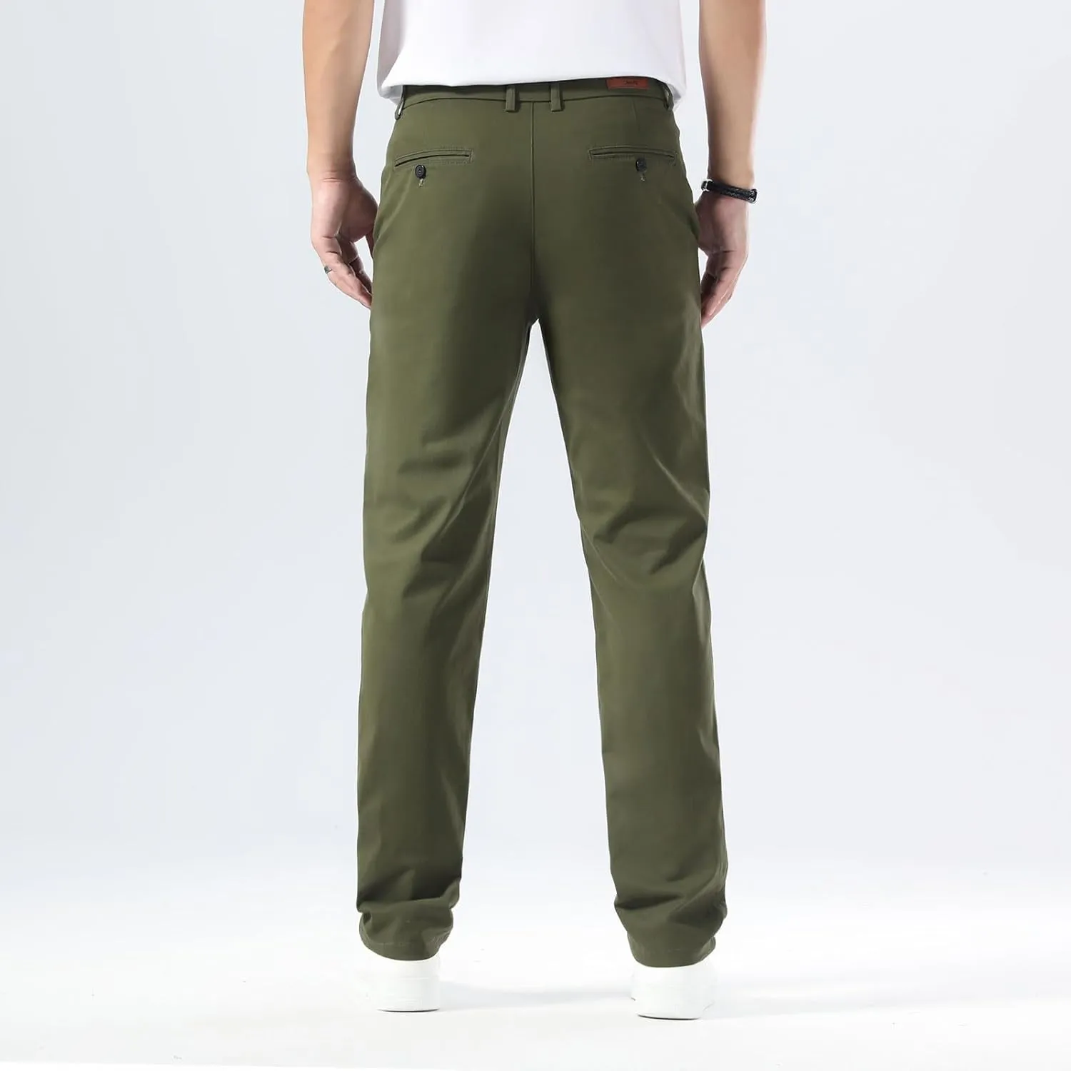 Plaid&Plain Men’s Slim Fit Khaki Pants Men’s Tapered Chino Pants