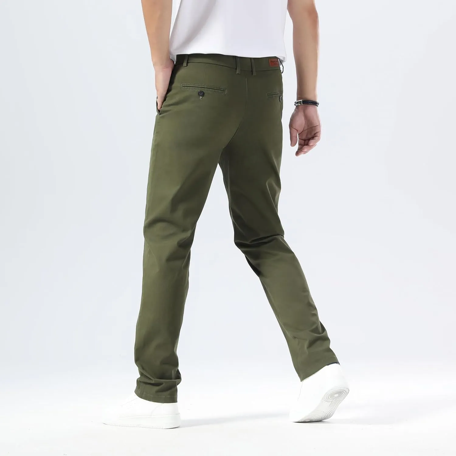 Plaid&Plain Men’s Slim Fit Khaki Pants Men’s Tapered Chino Pants
