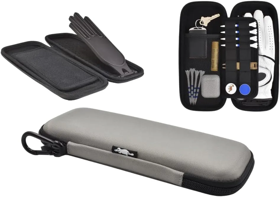Platypus Golf Co. Golfing Caddie Hard Travel Case Organizer - Hinging Glove Shaper & Holder - Mesh Pocket & Storage Slots for Phone, Tees, Divot Tools & Ball Markers - Golfers Cases for Men & Women