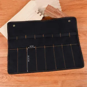 Pocket Tool Bag Chisel Carrying Case Canvas Roll Holder Wrench Pouch Pockets Organizer For Knife Hammers Gouges Carpenter,8 pockets