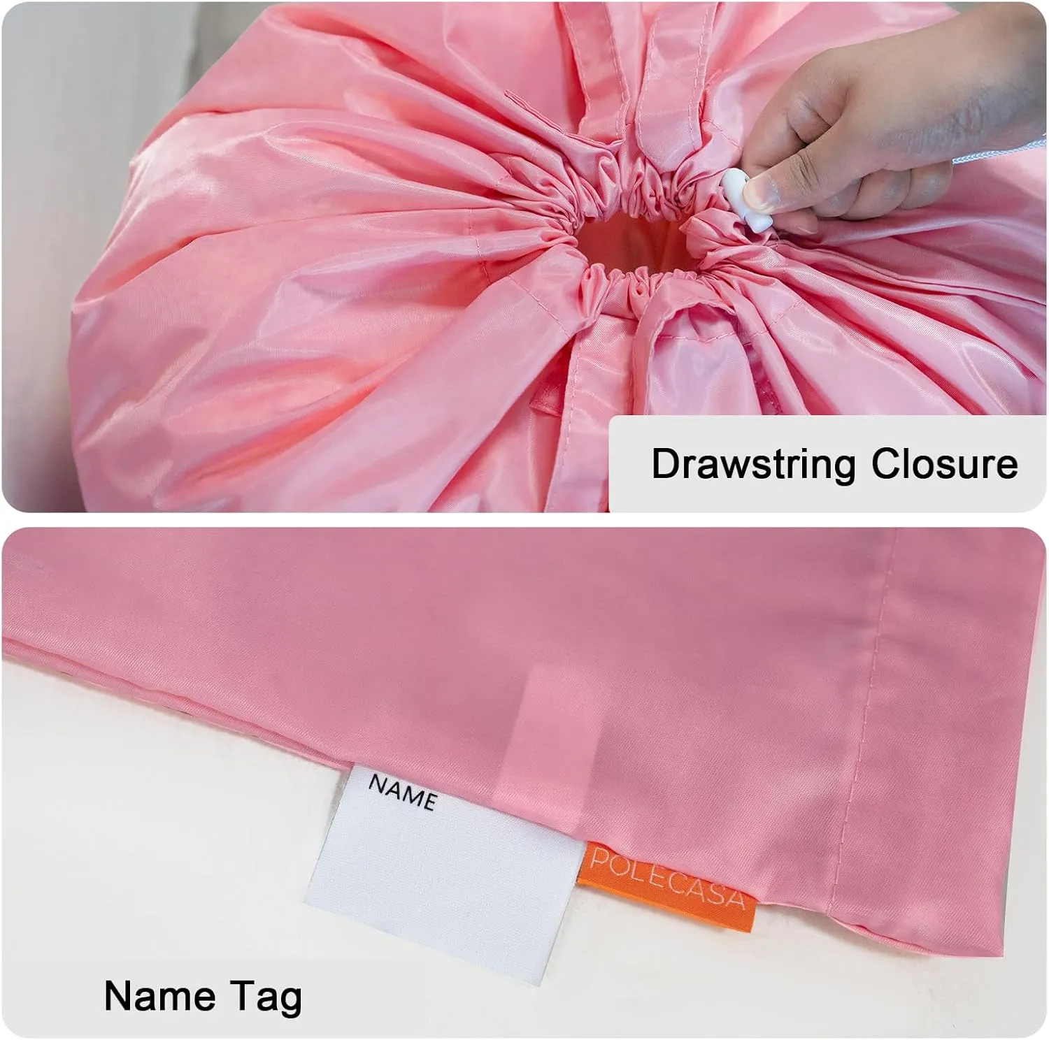 Polecasa Extra Large Heavy Duty Laundry Bag with 130gsm Tear Resistant Fabric and Handles, Easy to Carry Durable Dirty Clothes Drawstring Bag, Perfect for College Dorm, Travel, 2 Pack 28”x36”, Pink