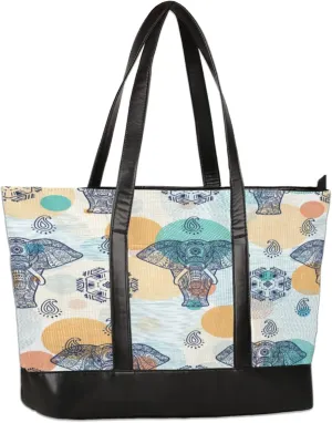 Polka Dot Hand Painted Elephant Laptop Tote Bag for Women Lightweight Work Purse with Multiple Compartments Fits 13-15.6 Inch Laptop Tablet Shoulder Bag for Office Travel Daily Use