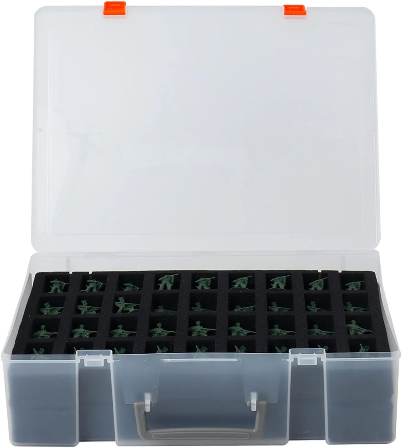 Portable Miniature Figure Storage & Carrying Case - 4 Foam Layers fits 108 Infantry Minis & Pick & Pluck for Large Figures White Small