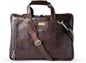 Premium Handmade Genuine Leather Briefcase 16 inch Laptop Compartment Adjustable Shoulder Strap Luggage Strap Briefcase Satchel Messenger Bag Leather Shoulder Bag