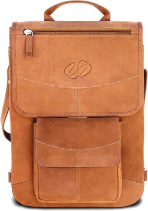 Premium Leather Shoulder Bag for 14 MacBook Pro | Protective Laptop Case with Strap and Handle