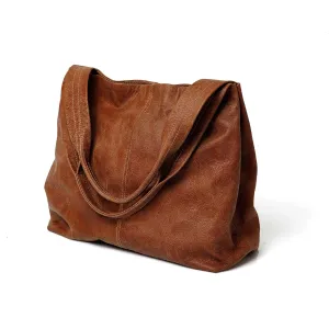 Premium Leather Tote Bag for Women – Large Tan Handbag, Laptop Handbag, Work Tote with Zipper, Versatile Shoulder Bag for Everyday Use (Brown)