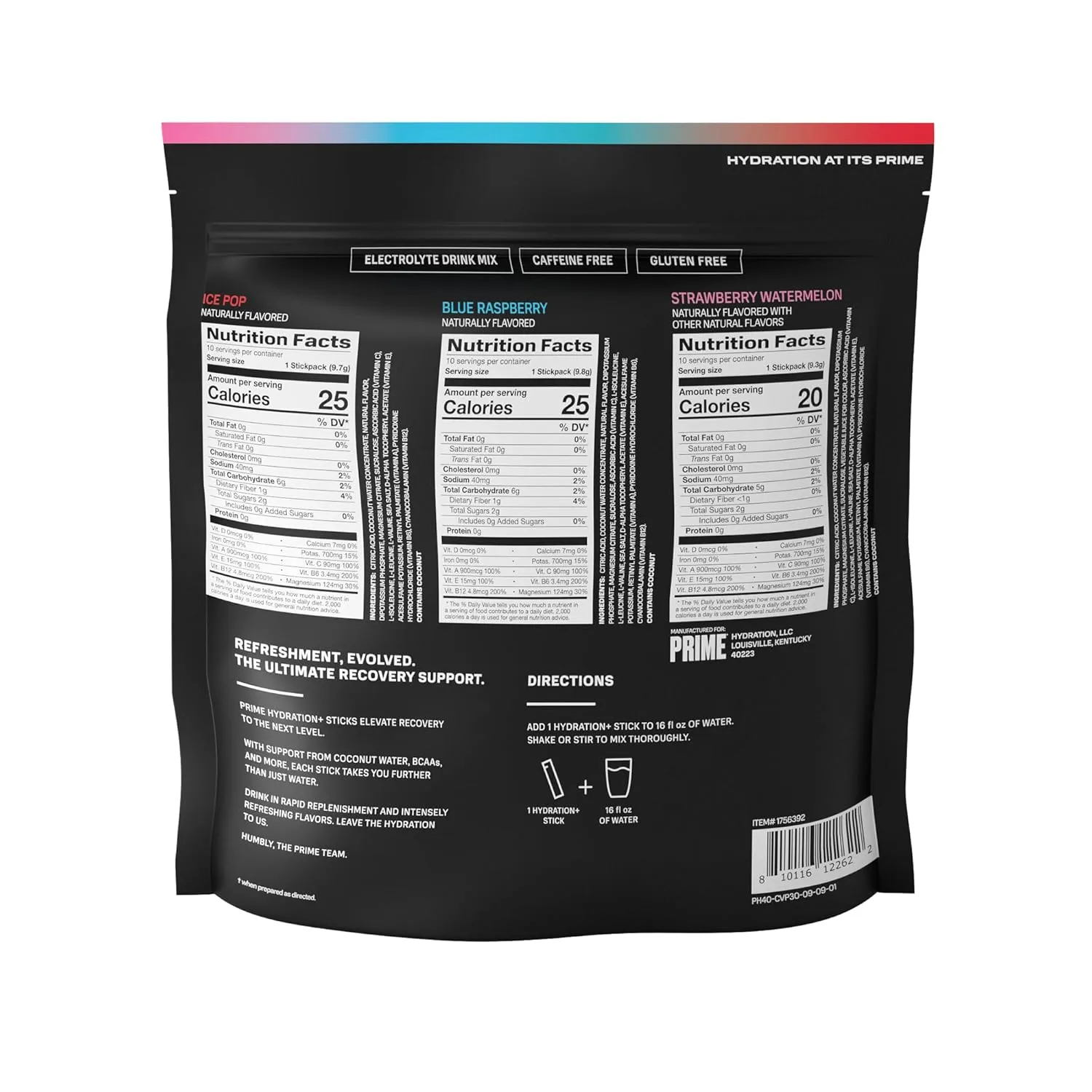 PRIME HYDRATION  Sticks Variety Pack | Hydration Powder Single Serve Sticks | Electrolyte Powder On The Go | Low Sugar | Caffeine-Free | Vegan | 30 Sticks